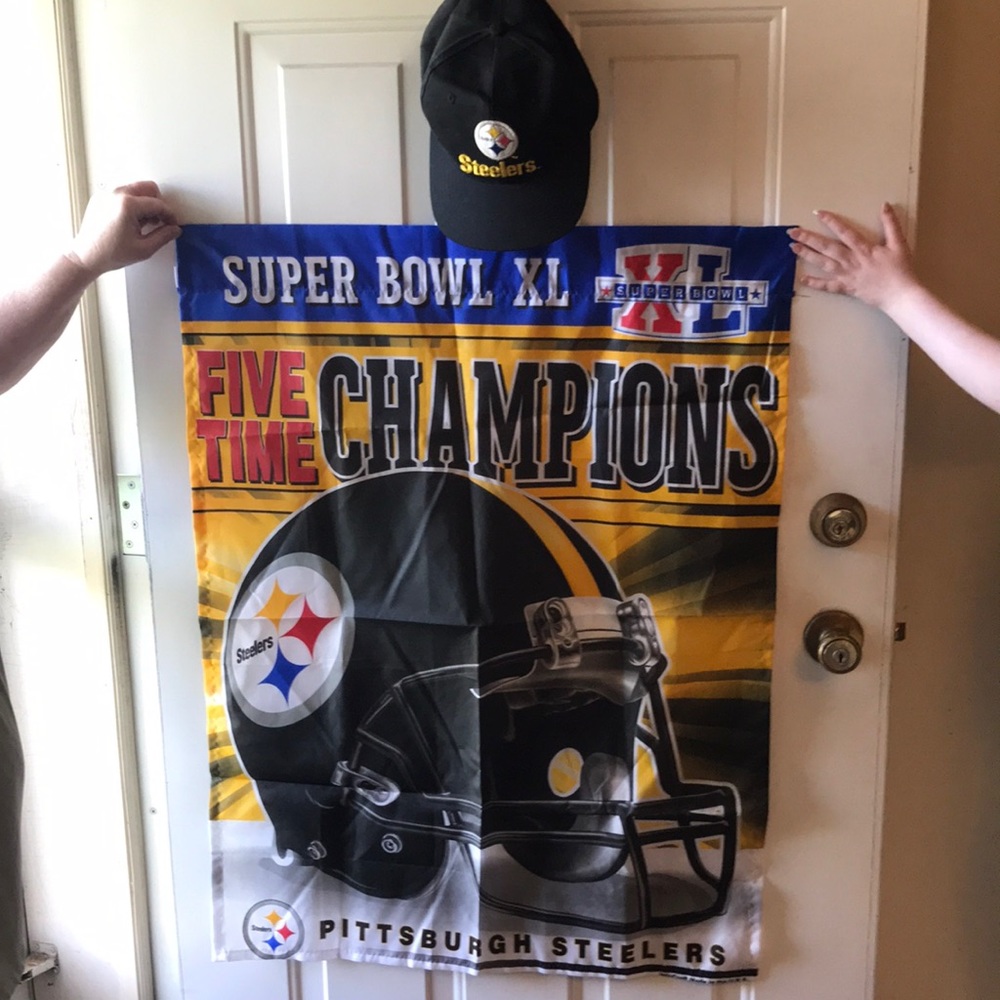 Steelers Banner and Hat Bundle